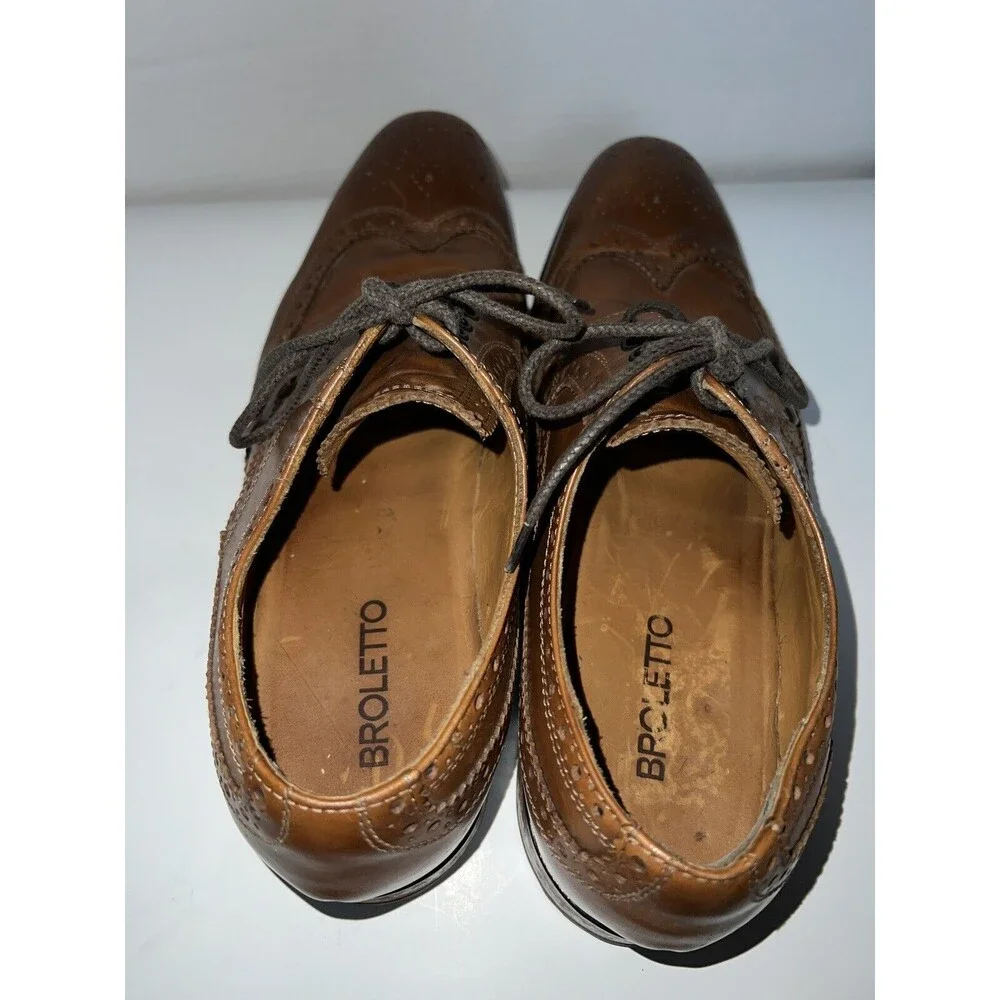 Broletto Bartolomeo Mens Wingtip Oxford Brown Dress Shoes Sz 10 Italian Preppy